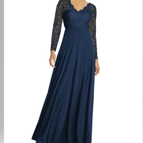 Dessy Collection Back Lace and Chiffon Dress NWT